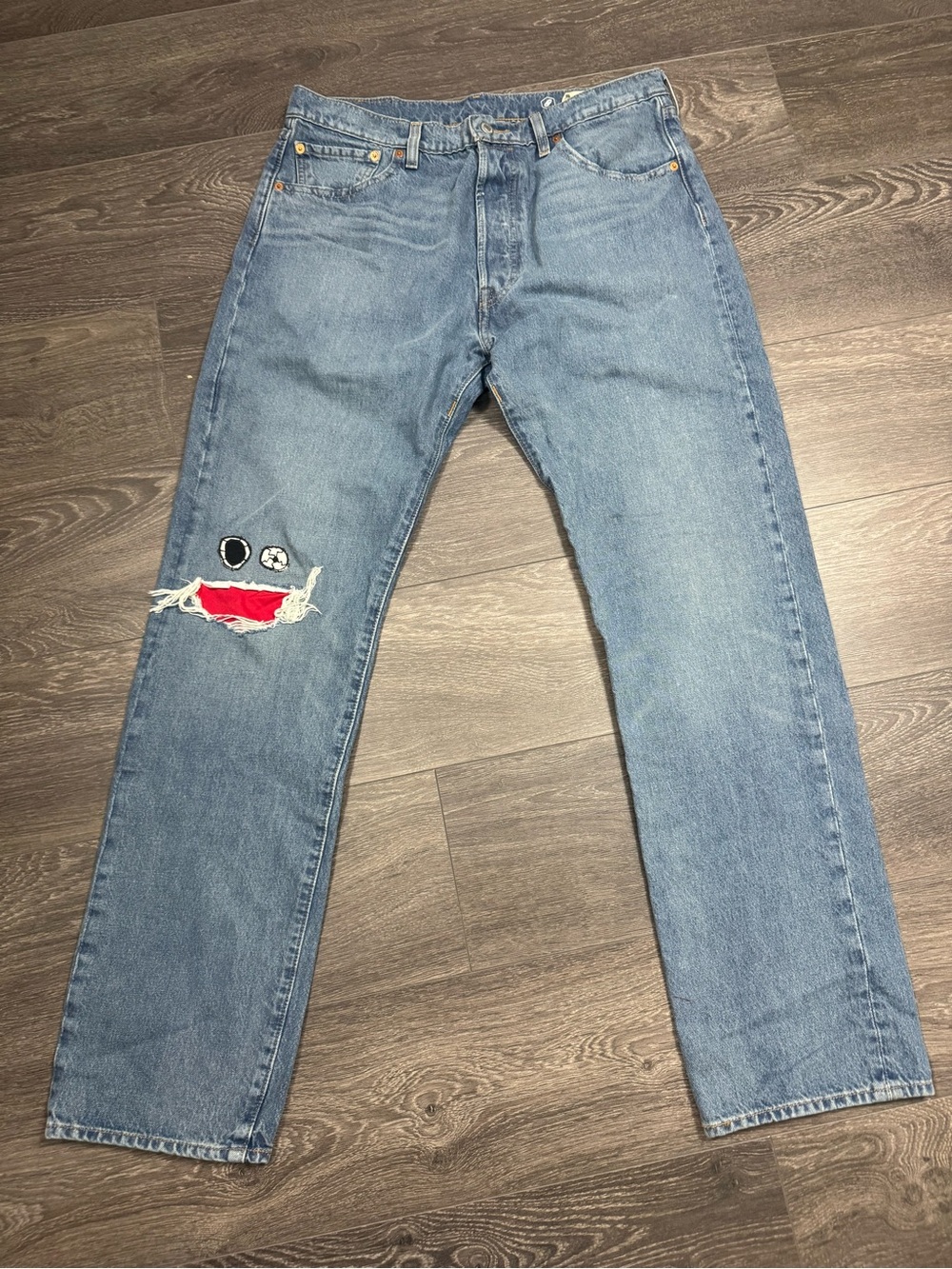 Men’s Levi’s 501 Jeans W34 L34 Custom Distressed Light Wash